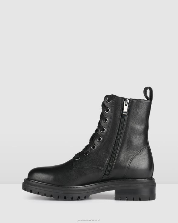 bordeaux platte enkellaarsjes 46LN345 zwart leer Jo Mercer schoenen
