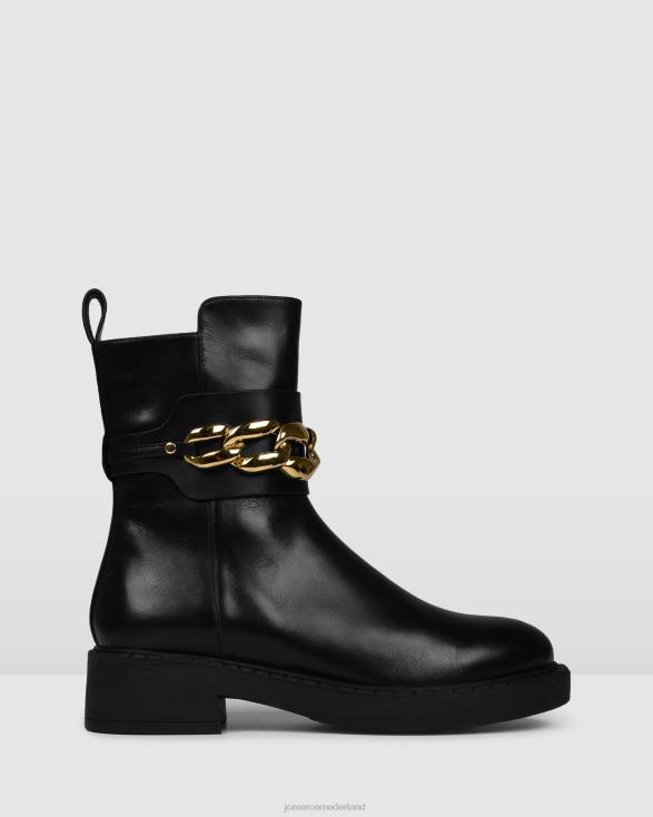 hux platte enkellaarzen 46LN301 zwart leer Jo Mercer schoenen