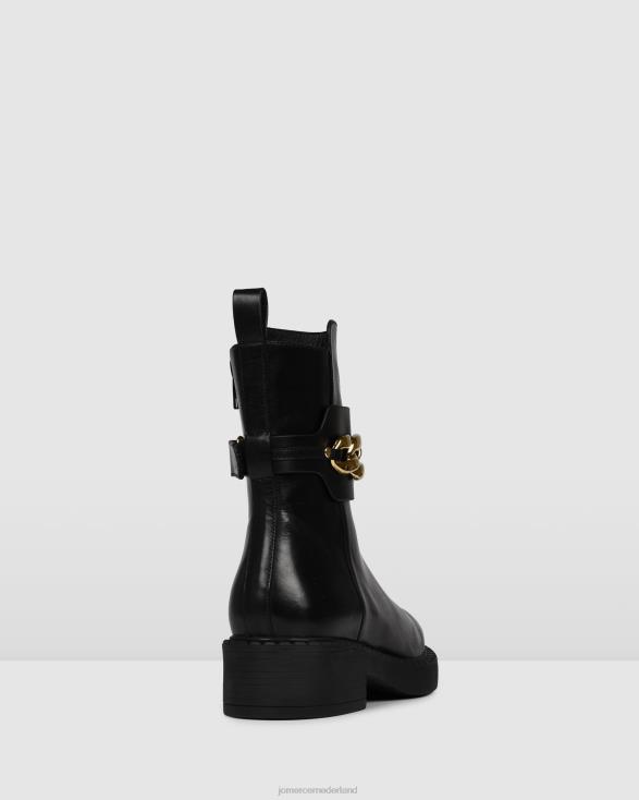 hux platte enkellaarzen 46LN301 zwart leer Jo Mercer schoenen