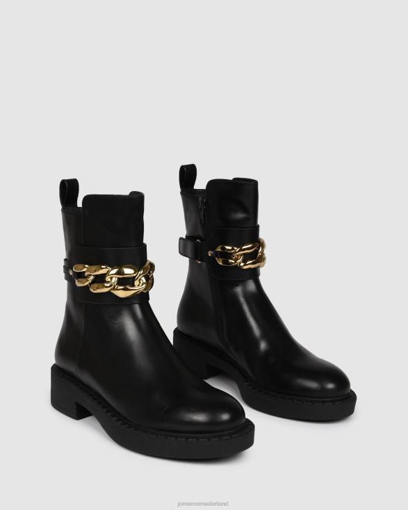 hux platte enkellaarzen 46LN301 zwart leer Jo Mercer schoenen