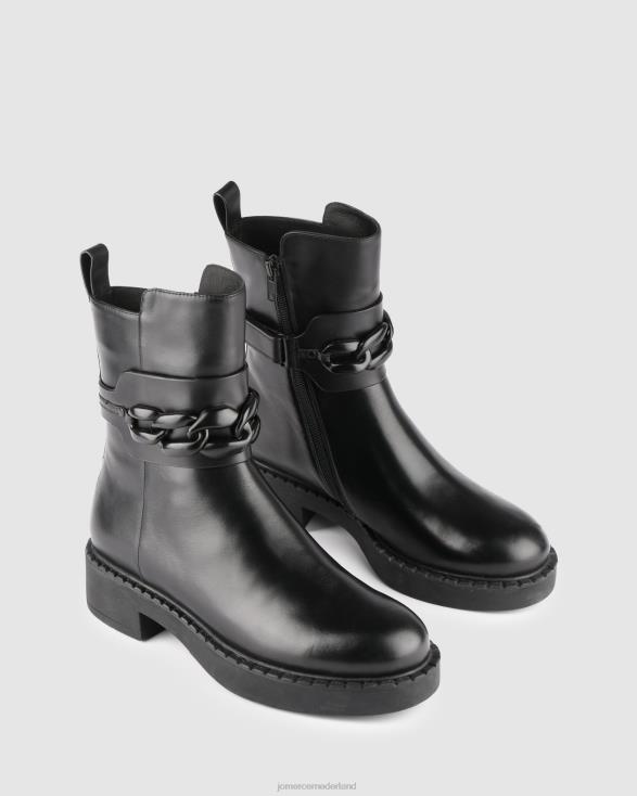 hux platte enkellaarzen 46LN301 zwart leer Jo Mercer schoenen