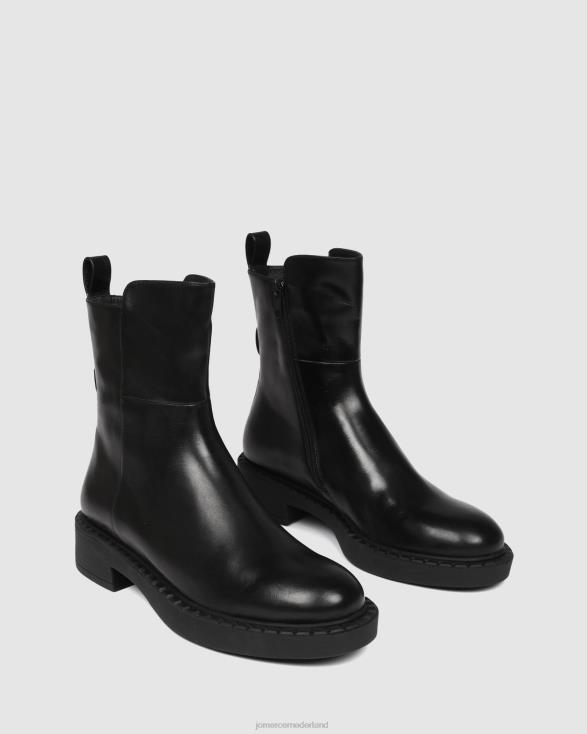hux platte enkellaarzen 46LN301 zwart leer Jo Mercer schoenen