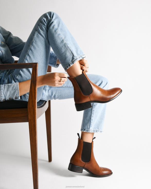 platte enkellaarzen van cisco 46LN330 cognac leer Jo Mercer schoenen