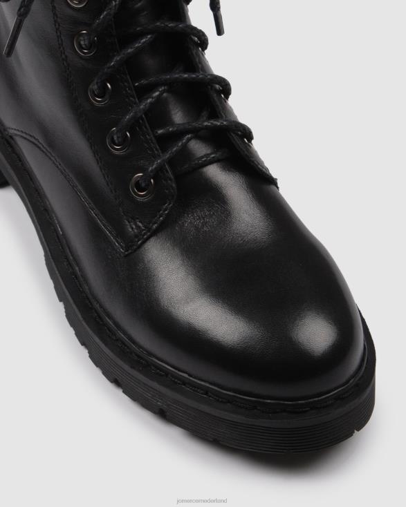 ziggy platte enkellaarsjes 46LN341 zwart leer Jo Mercer schoenen