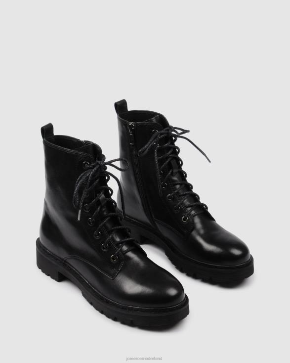 ziggy platte enkellaarsjes 46LN341 zwart leer Jo Mercer schoenen