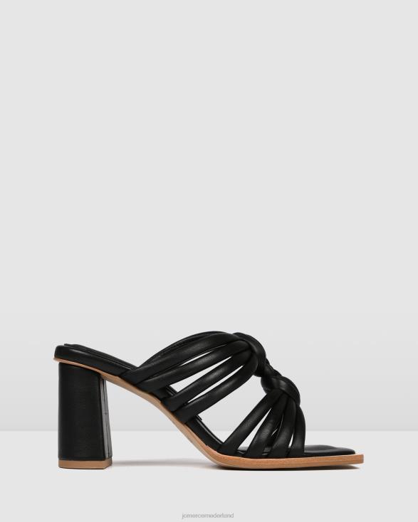 Cadena sandalen met hoge hak 46LN117 zwart leer Jo Mercer schoenen