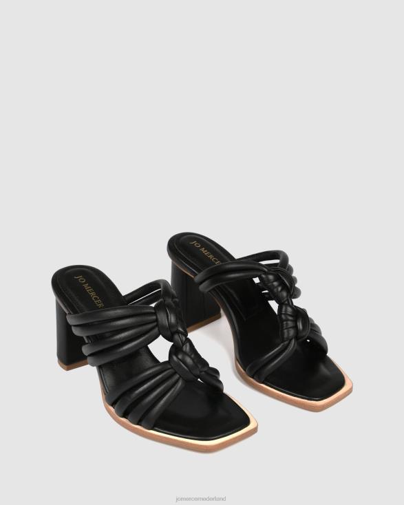 Cadena sandalen met hoge hak 46LN117 zwart leer Jo Mercer schoenen