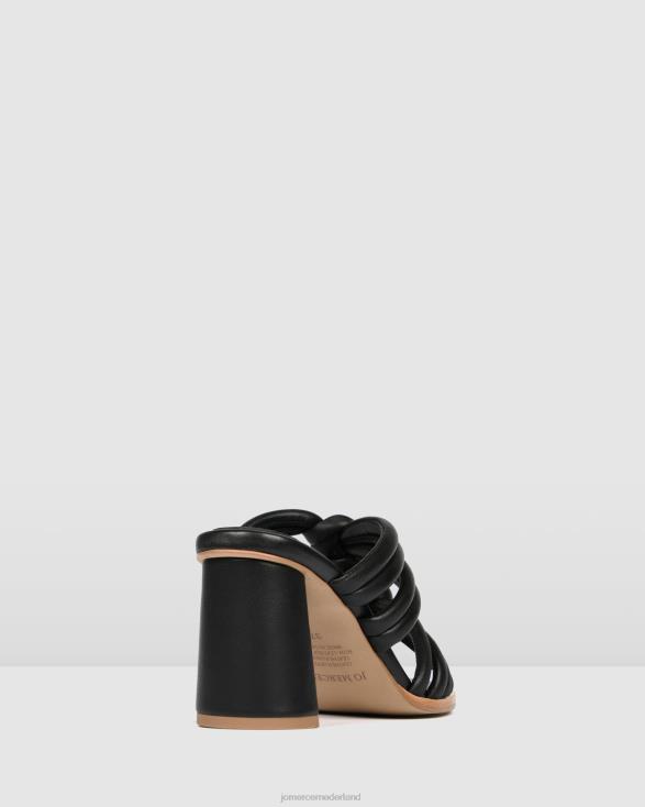 Cadena sandalen met hoge hak 46LN117 zwart leer Jo Mercer schoenen