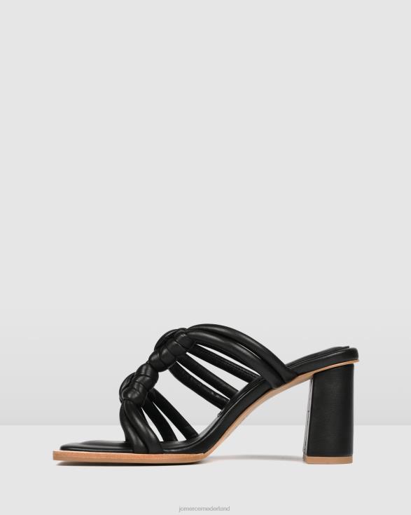 Cadena sandalen met hoge hak 46LN117 zwart leer Jo Mercer schoenen