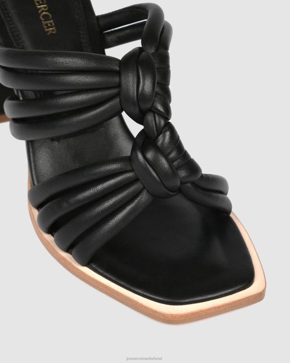 Cadena sandalen met hoge hak 46LN117 zwart leer Jo Mercer schoenen