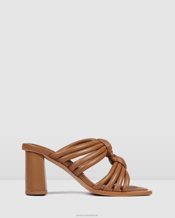 Cadena sandalen met hoge hak 46LN118 bruin leer Jo Mercer schoenen