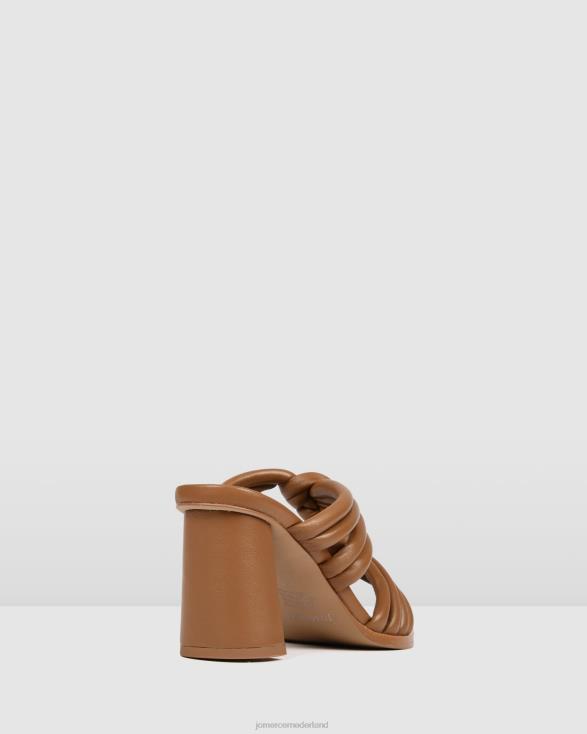 Cadena sandalen met hoge hak 46LN118 bruin leer Jo Mercer schoenen