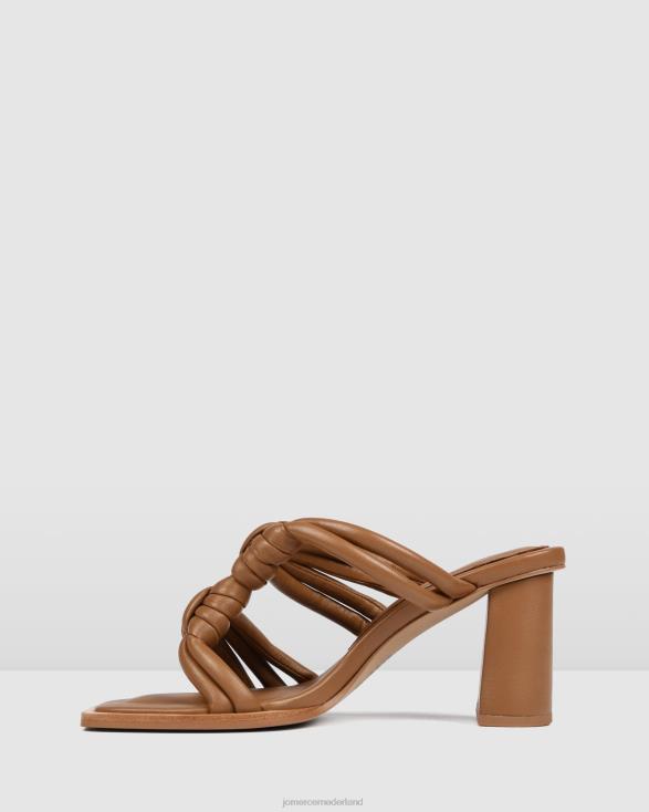 Cadena sandalen met hoge hak 46LN118 bruin leer Jo Mercer schoenen