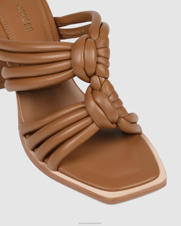 Cadena sandalen met hoge hak 46LN118 bruin leer Jo Mercer schoenen