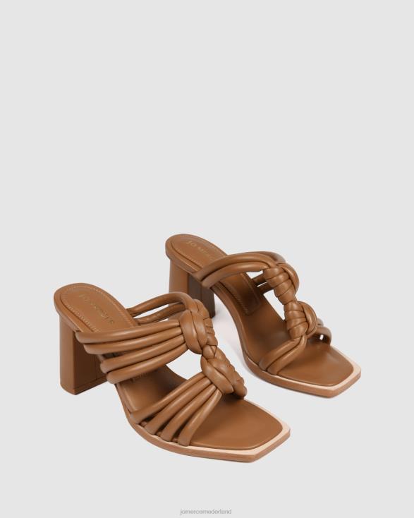Cadena sandalen met hoge hak 46LN118 bruin leer Jo Mercer schoenen