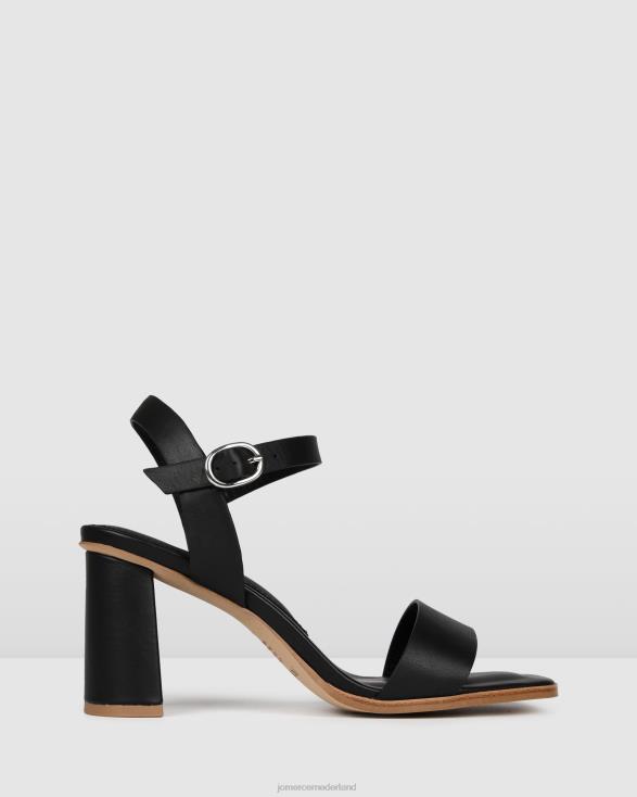 Calais sandalen met hoge hak 46LN103 zwart leer Jo Mercer schoenen