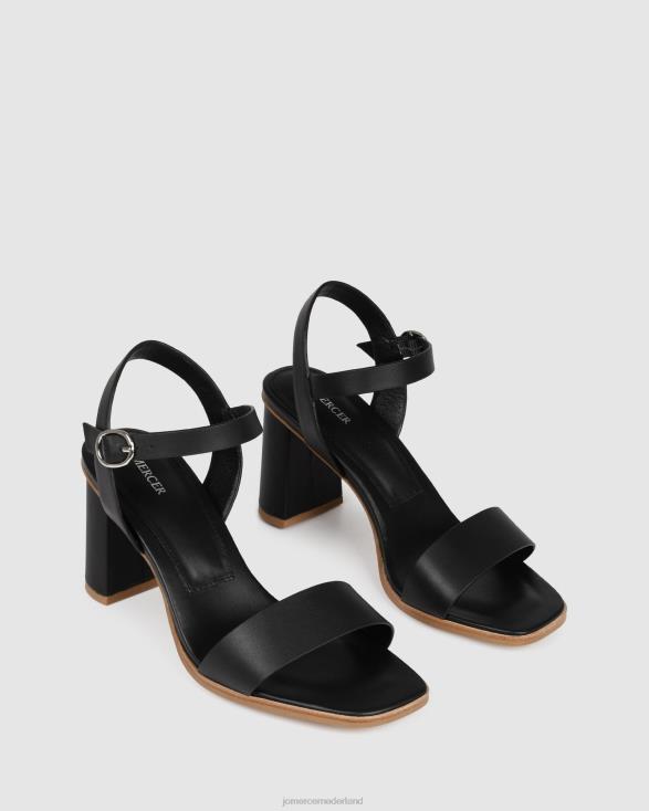 Calais sandalen met hoge hak 46LN103 zwart leer Jo Mercer schoenen