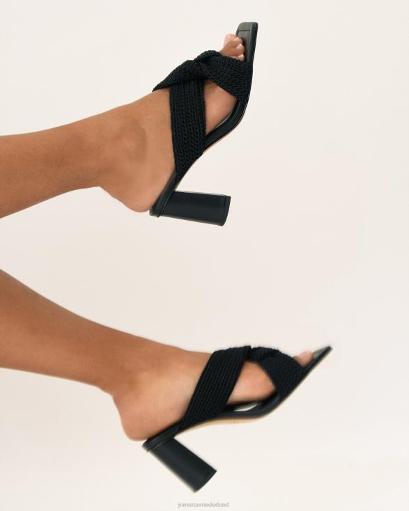 Kalene sandalen met hoge hak 46LN83 zwart geweven Jo Mercer schoenen