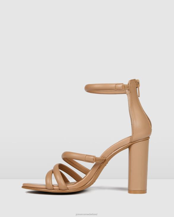 Pepijn sandalen met hoge hak 46LN98 beige leer Jo Mercer schoenen