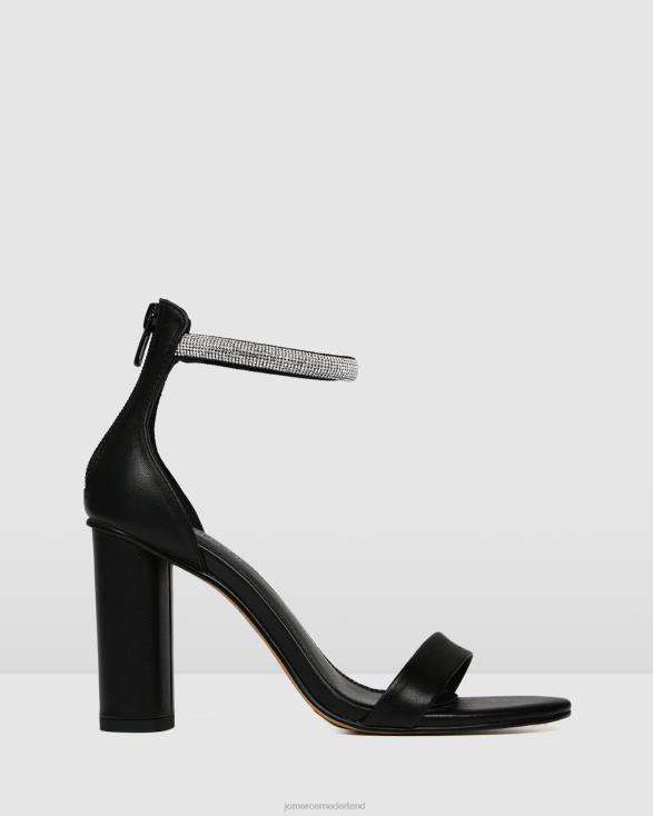 Preston sandalen met hoge hak 46LN127 zwart leer Jo Mercer schoenen