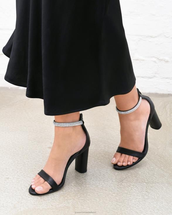 Preston sandalen met hoge hak 46LN127 zwart leer Jo Mercer schoenen