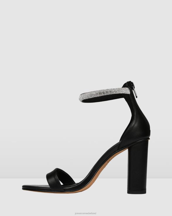Preston sandalen met hoge hak 46LN127 zwart leer Jo Mercer schoenen