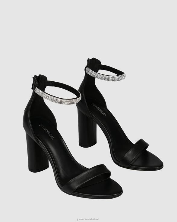 Preston sandalen met hoge hak 46LN127 zwart leer Jo Mercer schoenen