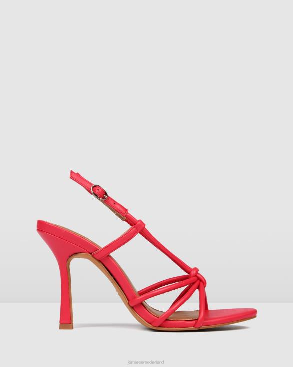 Raya sandalen met hoge hak 46LN131 felroze leer Jo Mercer schoenen