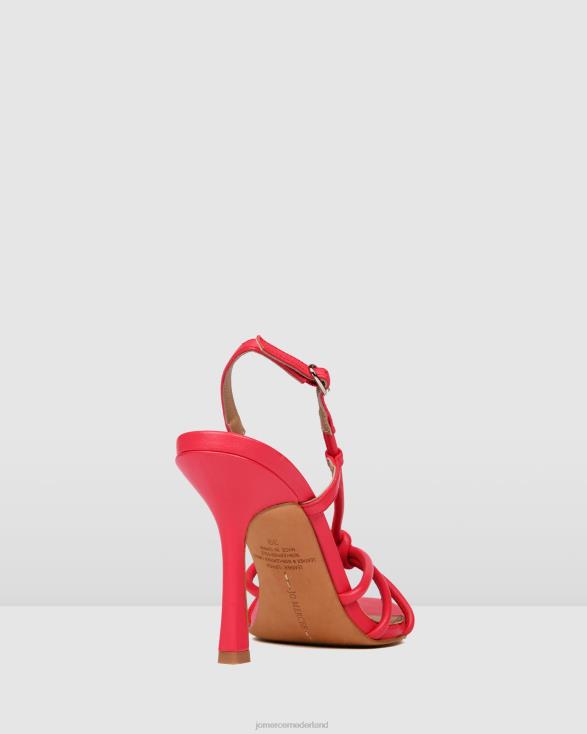 Raya sandalen met hoge hak 46LN131 felroze leer Jo Mercer schoenen
