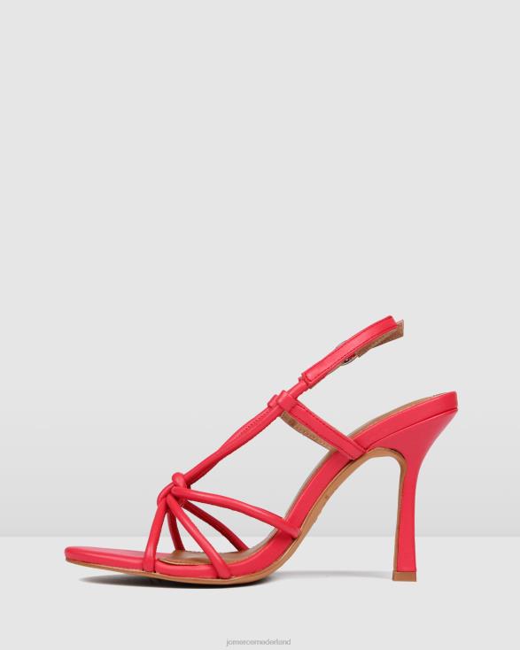Raya sandalen met hoge hak 46LN131 felroze leer Jo Mercer schoenen