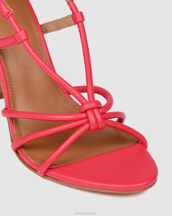Raya sandalen met hoge hak 46LN131 felroze leer Jo Mercer schoenen
