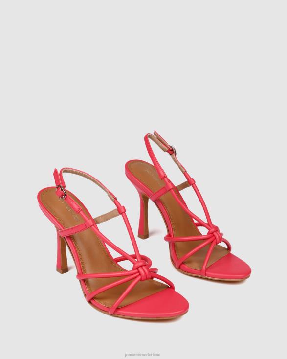 Raya sandalen met hoge hak 46LN131 felroze leer Jo Mercer schoenen