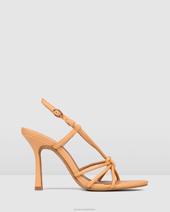 Raya sandalen met hoge hak 46LN132 papaya leer Jo Mercer schoenen