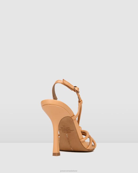 Raya sandalen met hoge hak 46LN132 papaya leer Jo Mercer schoenen