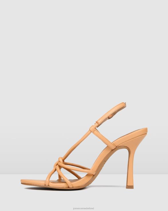 Raya sandalen met hoge hak 46LN132 papaya leer Jo Mercer schoenen