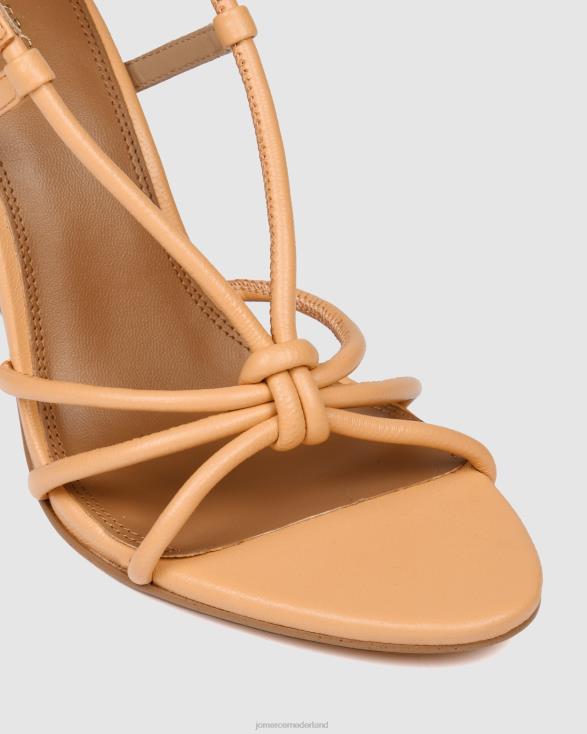 Raya sandalen met hoge hak 46LN132 papaya leer Jo Mercer schoenen