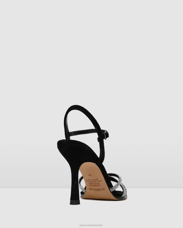 Selene sandalen met hoge hak 46LN110 zwart suède Jo Mercer schoenen