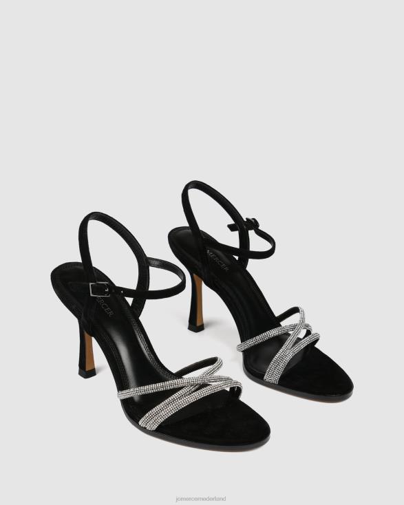 Selene sandalen met hoge hak 46LN110 zwart suède Jo Mercer schoenen