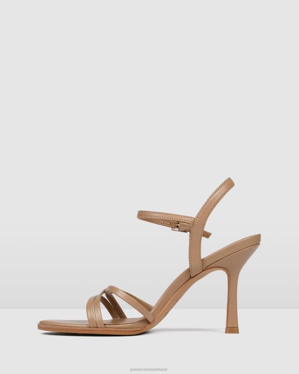 Selene sandalen met hoge hak 46LN137 beige leer Jo Mercer schoenen