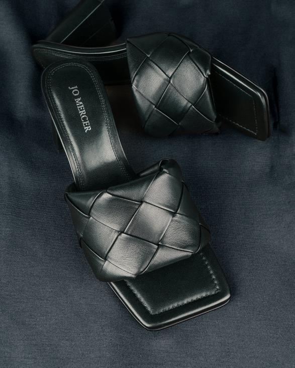 kiva sandalen met hoge hak 46LN133 zwart leer Jo Mercer schoenen