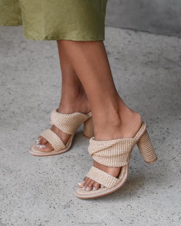 pomelle sandalen met hoge hak 46LN108 natuurlijk geweven Jo Mercer schoenen