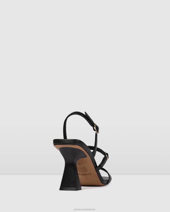 zali sandalen met hoge hak 46LN130 zwart leer Jo Mercer schoenen