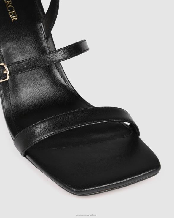 zali sandalen met hoge hak 46LN130 zwart leer Jo Mercer schoenen