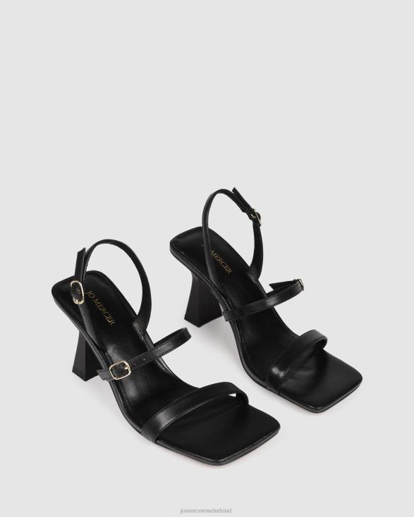 zali sandalen met hoge hak 46LN130 zwart leer Jo Mercer schoenen
