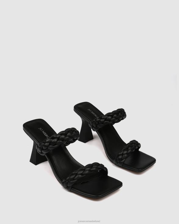 zoe sandalen met hoge hak 46LN111 zwart leer Jo Mercer schoenen