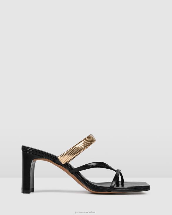 Adriana sandalen met middelhoge hak 46LN61 zwart leer Jo Mercer schoenen