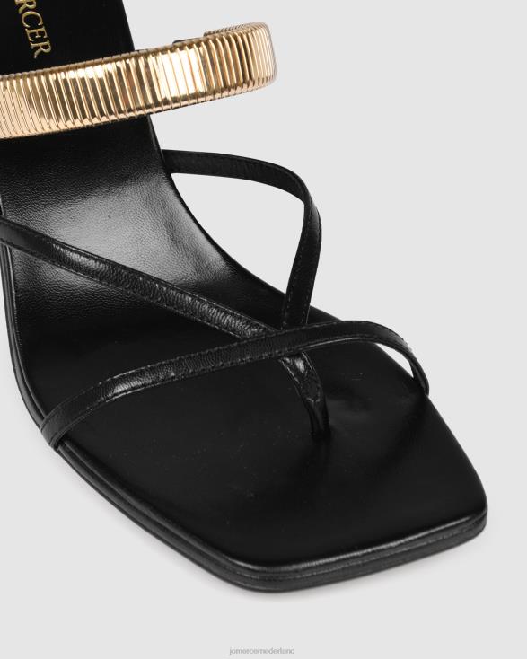 Adriana sandalen met middelhoge hak 46LN61 zwart leer Jo Mercer schoenen