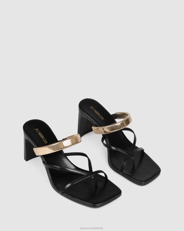 Adriana sandalen met middelhoge hak 46LN61 zwart leer Jo Mercer schoenen