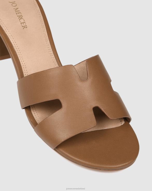 Jayda sandalen met middelhoge hak 46LN36 bruin leer Jo Mercer schoenen