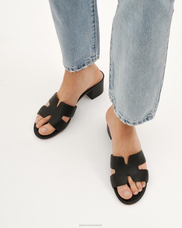 Jayda sandalen met middelhoge hak 46LN37 zwart leer Jo Mercer schoenen